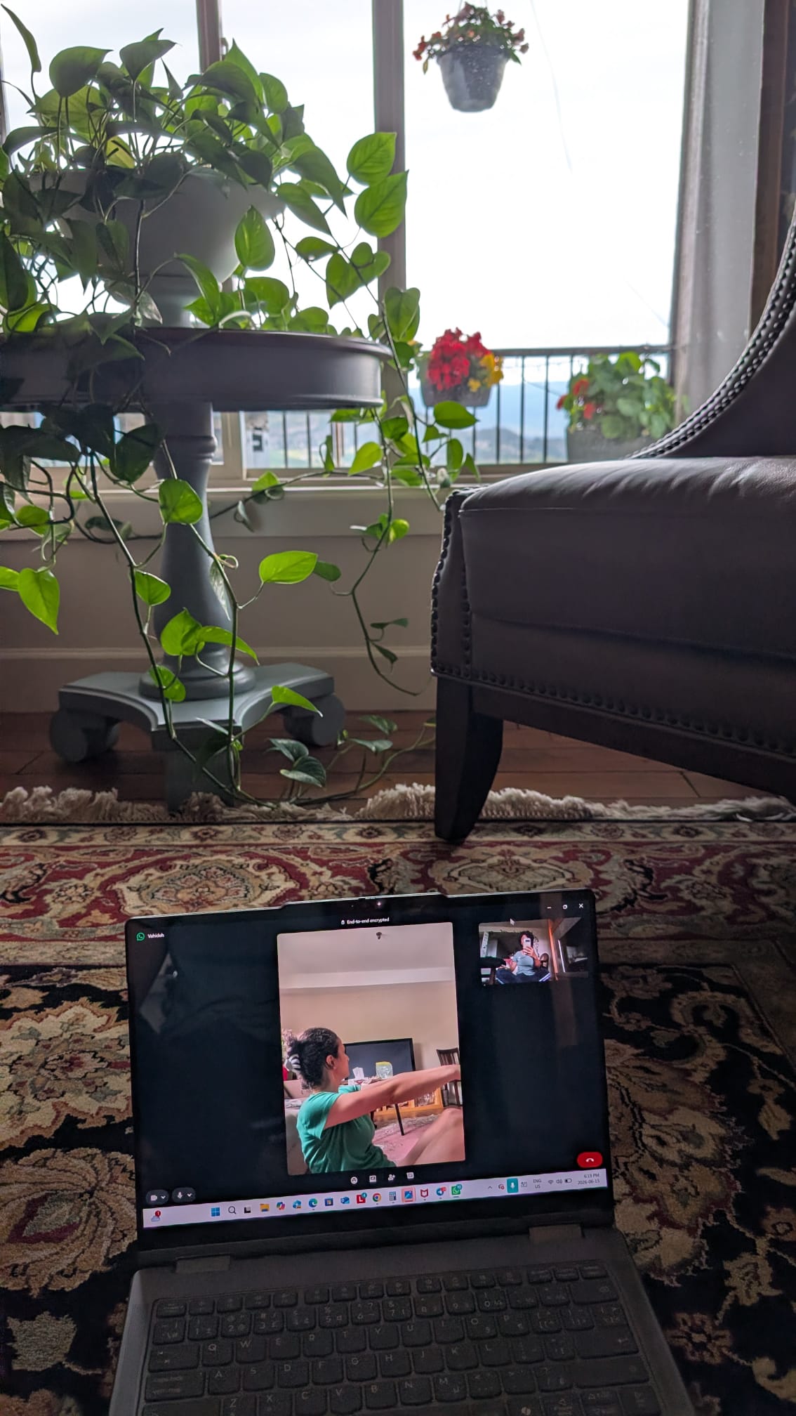 Online yoga session from home